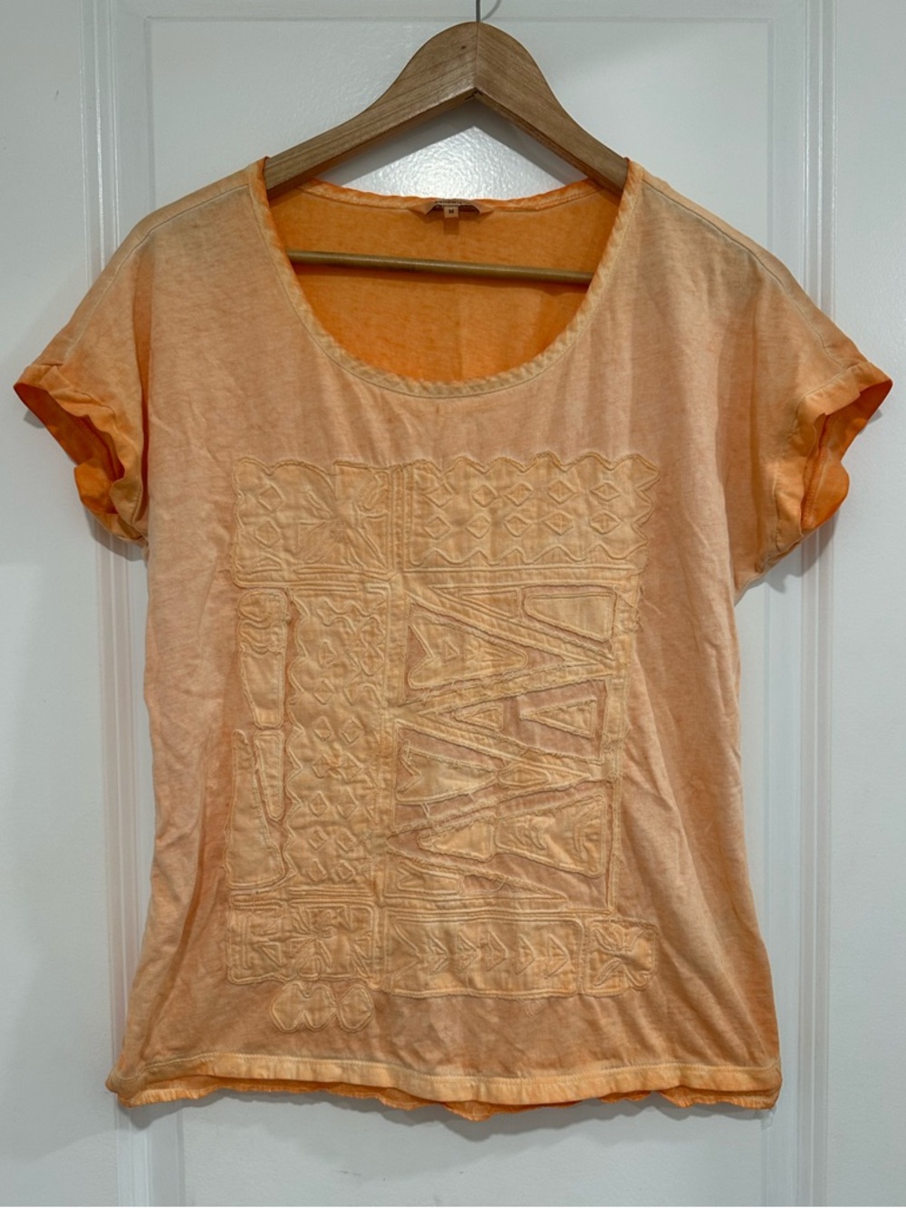 Sandwich | Women's Size Medium 100% Cotton Scoop Neck Tee in Orange Peach